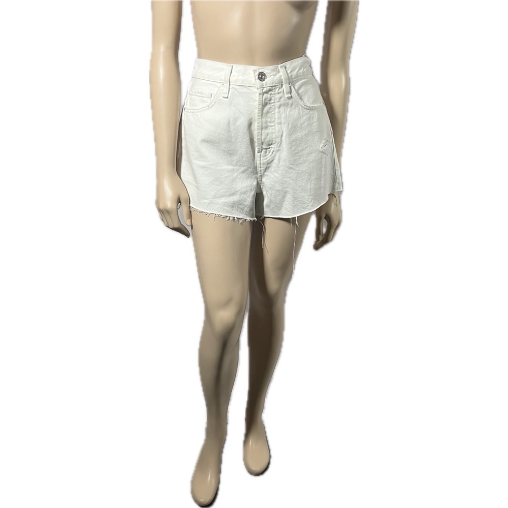 NWT Hudson Lori High Rise White Denim Shorts Button Fly - Picture 5 of 14